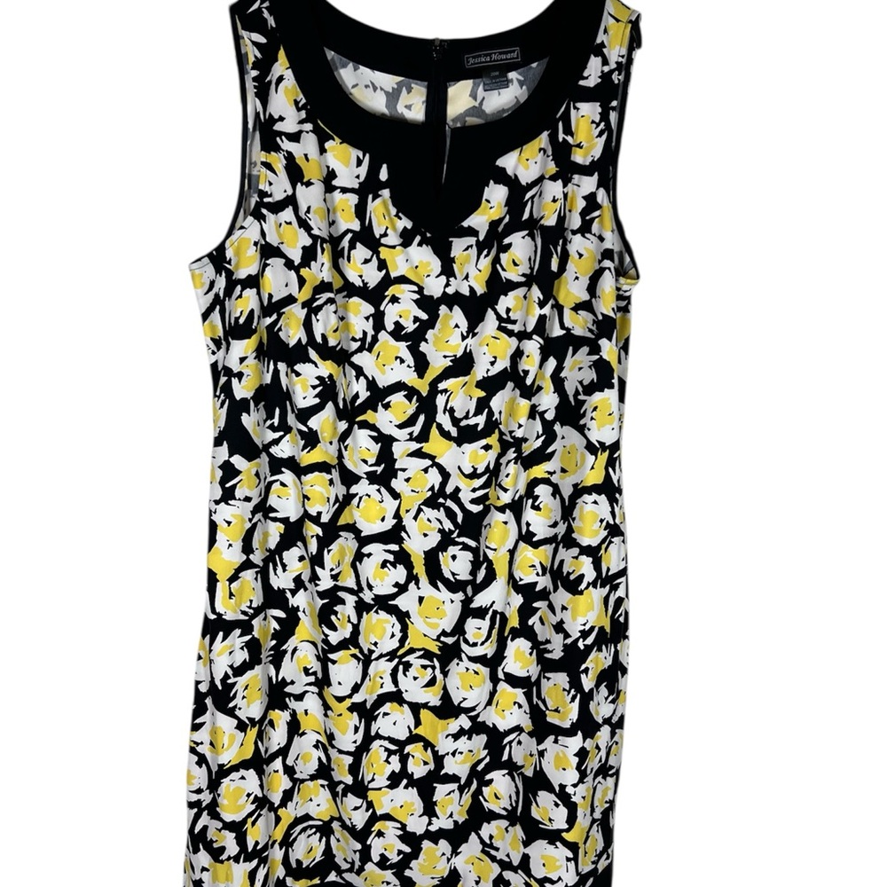 Jessica Howard Black and Yellow Floral Sleeveless Dress Size 20W
